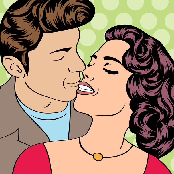 Пара поп-арта целуется
 - Вектор,изображение