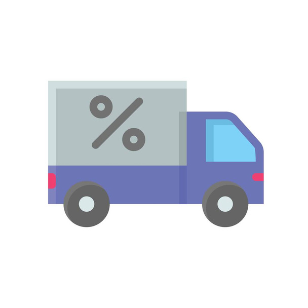 Lieferwagen und Discount-Tag-Vektor mit flachem Design - Vektor, Bild