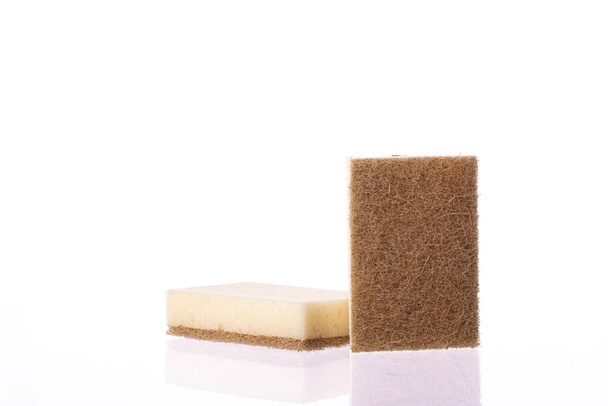 Organic eco-friendly sponges for washing dishes isolated on white background - Photo, Image
