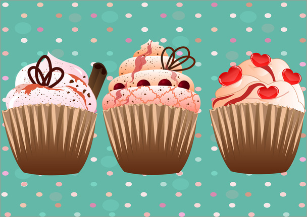 cupcakes on the green background - Вектор,изображение