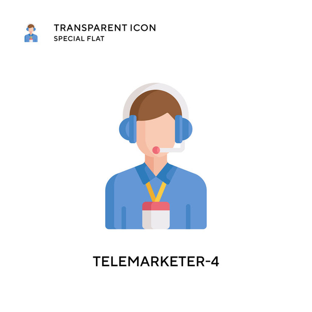 Telemarketer-4 vector icon. Flat style illustration. EPS 10 vector. - Vector, Image
