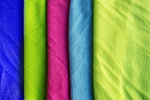 abstract staked colored microfiber rags for cleaning - Photo, Image