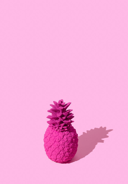 Creative pineapple on vanilla pink background. Minimal. Still life. Copy space - Fotoğraf, Görsel