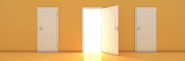 puerta abierta, concepto de oportunidad. renderizado 3d - Foto, imagen