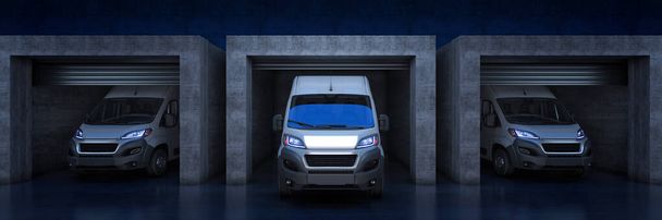 доставки фургон з піднятими дверима. 3D візуалізація
 - Фото, зображення