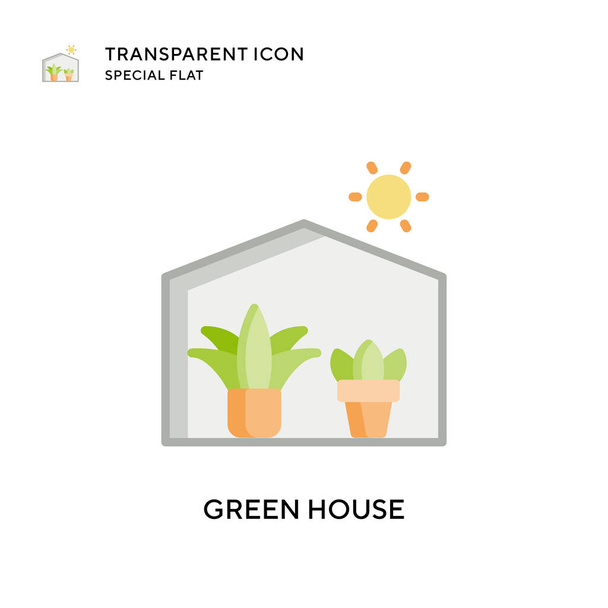 Groene huis vector icoon. Platte stijl illustratie. EPS 10-vector. - Vector, afbeelding
