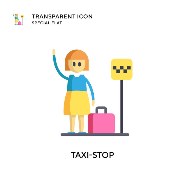 Taxi-stop vector icon. Flat style illustration. EPS 10 vector. - Vector, Image