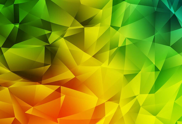 ライトグリーン、イエローベクトル三角形モザイク背景。グラデーションの多角形のカラフルなイラスト。あなたのビジネスのための真新しいデザイン. - ベクター画像