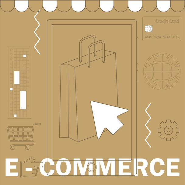 E-commerce illustration. Internet bussiness - Вектор,изображение