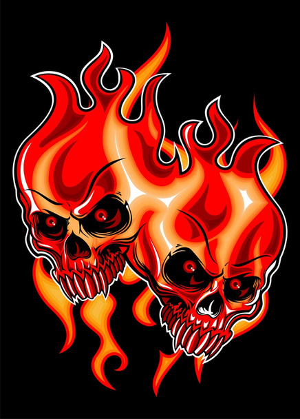 Twins flaming skull - Vector, Image