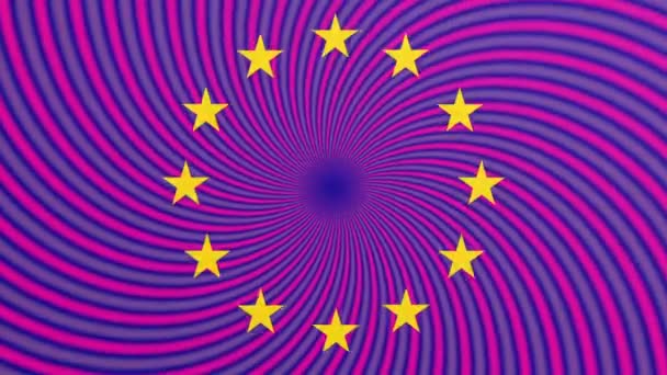 EU dizzy spirals flag concept - Footage, Video