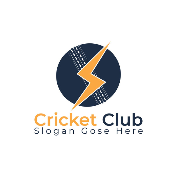Design del logo vettoriale del tuono della palla da cricket. Logo vettoriale del club di cricket con il design del fulmine. - Vettoriali, immagini