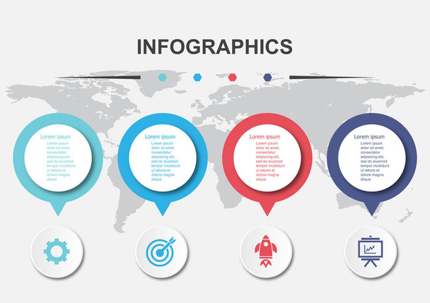 Infographic design template met 4 banners, stock vector - Vector, afbeelding