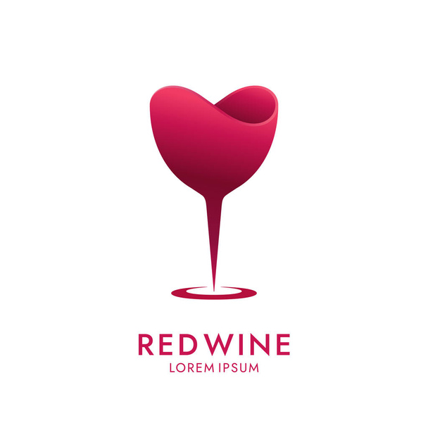 Icono abstracto de la copa de vino sobre fondo blanco. Diseño del logotipo de bebida mínima.  - Vector, imagen