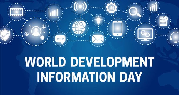 Μπλε Παγκόσμια Ημέρα Ανάπτυξης Πληροφορίες Ιστορικό Εικονογράφηση - Διάνυσμα, εικόνα