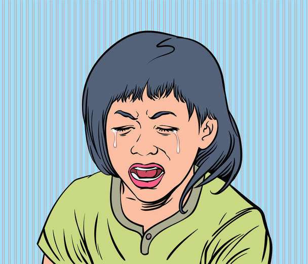Petite fille qui pleure. Illustration vectorielle pop art - Vecteur, image