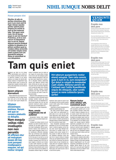 Plantilla de diseño de periódico con titular azul - Vector, imagen