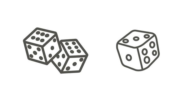 dice cubes line icon set. playing dices - Vector, Image
