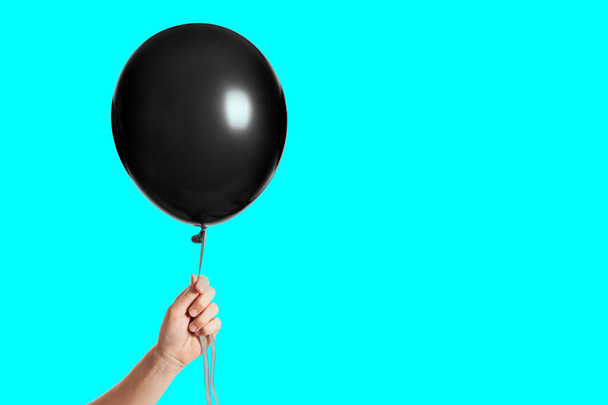 Inflatable black balloon, photo on the white background - Fotoğraf, Görsel