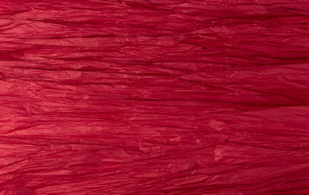 Crumpled Tissue Paper Texture Background. Red Wrinkled Rolling Cigarette Paper. Thin Wrapping Paper, Creased Crimson Page - Foto, imagen