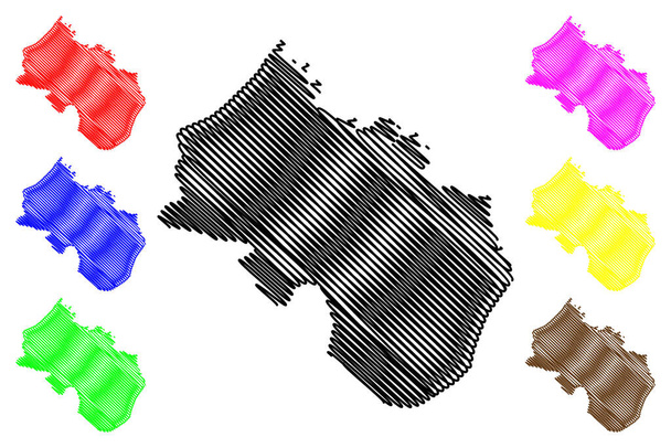 Santa Cruz municipalité (République du Cabo Verde, concelhos, Cap-Vert, île de Santiago, archipel) illustration vectorielle de la carte, croquis croquis de Santa Cruz carte - Vecteur, image