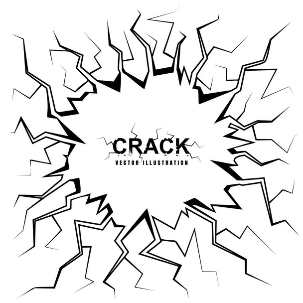 Vector Wall Cracks Icona isolata. Frattura Superficie Effetto sfondo, Crack Border, Rotto crollo telaio vettoriale - Vettoriali, immagini