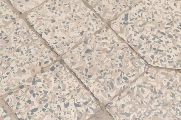Antigua piedra pavimento textura fondo vista superior. Gris granito Cobblestone Road Pattern, Bloque Vintage Sidewalk Mockup, Camino pavimentado Fondo de pantalla - Vector, imagen