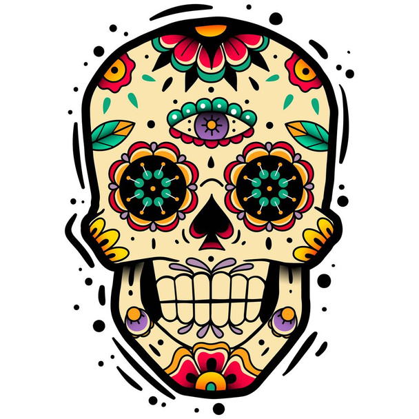 Traditional mexican sugar skull - Vektor, Bild