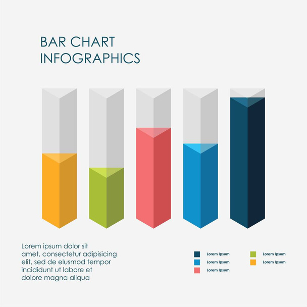 Triangle Bar Graf Infographics Elements 3d Vector Flat Design, Znamení, Ikona Plná barva, Šablona - Vektor, obrázek