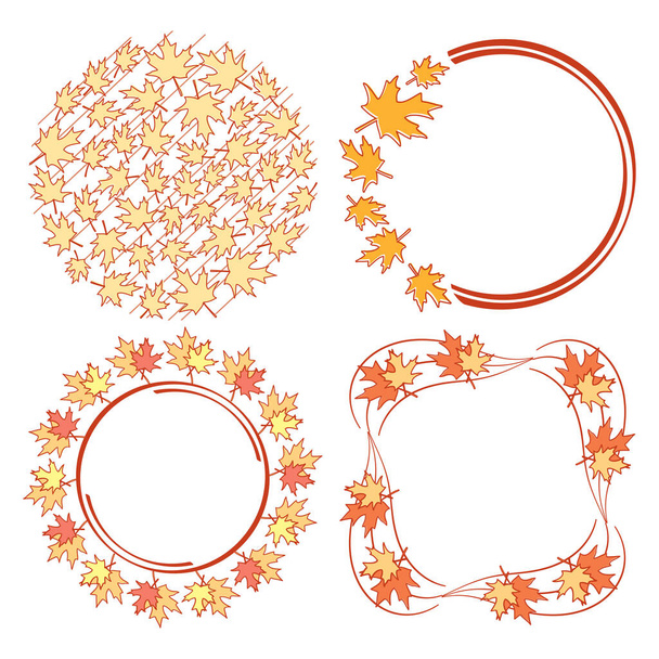 kirkkaat kehykset ja elementit oranssi ja punainen lehdet syksyn tapahtumia - vektorisarja - Vektori, kuva