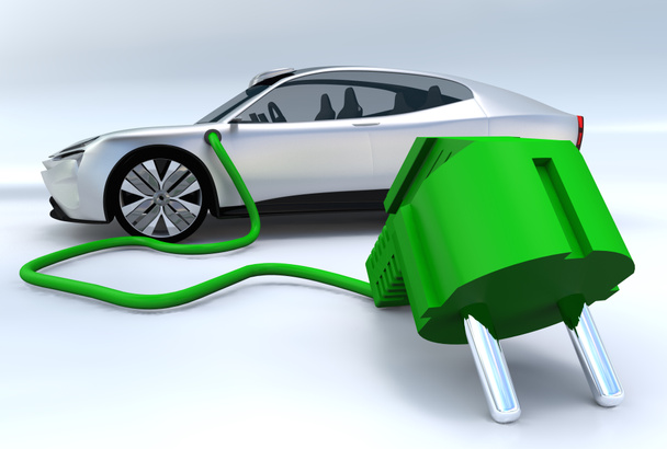 E-Auto, Fahrzeug-Ladestation, AC-Stecker, grüne Energie, kaufen - Foto, Bild