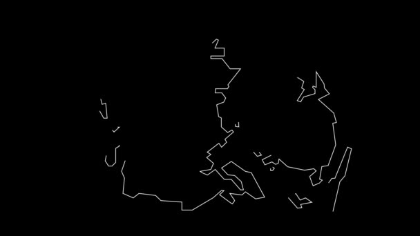 Syddanmark Denmark region map outline animation - Footage, Video
