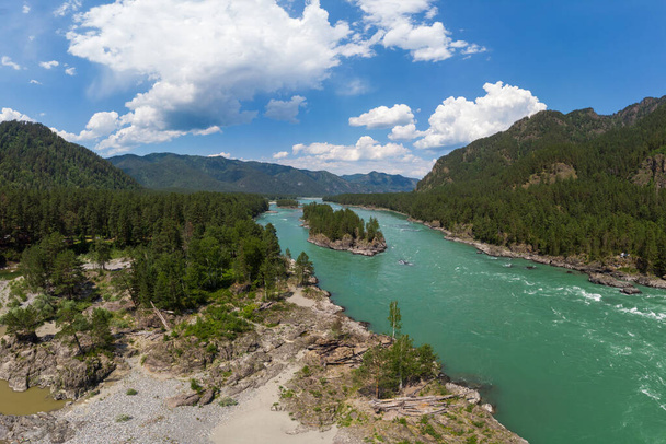Aerial view of Katun river - Photo, Image