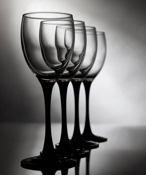 Vine glass on a dark background geometry photo - Photo, image