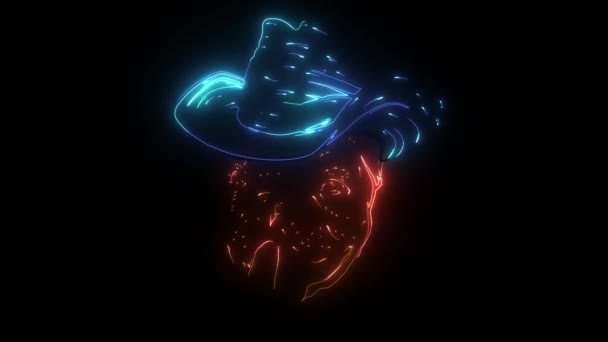 a dog in a cowboy hat. digital neon video - Footage, Video
