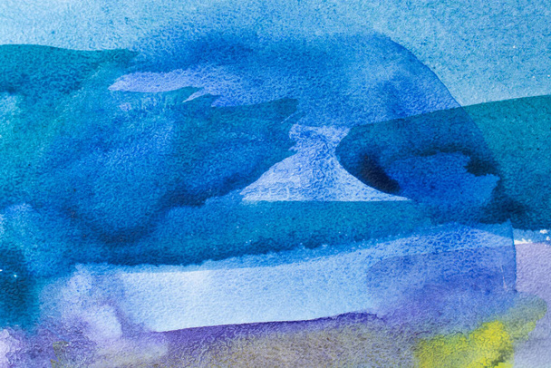 blue watercolors on paper texture, background design, hand painted element - Foto, Imagem