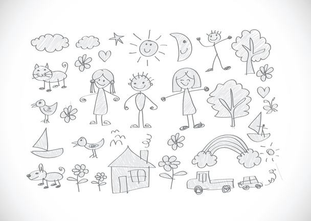 Children's tekeningen idee ontwerp - Vector, afbeelding