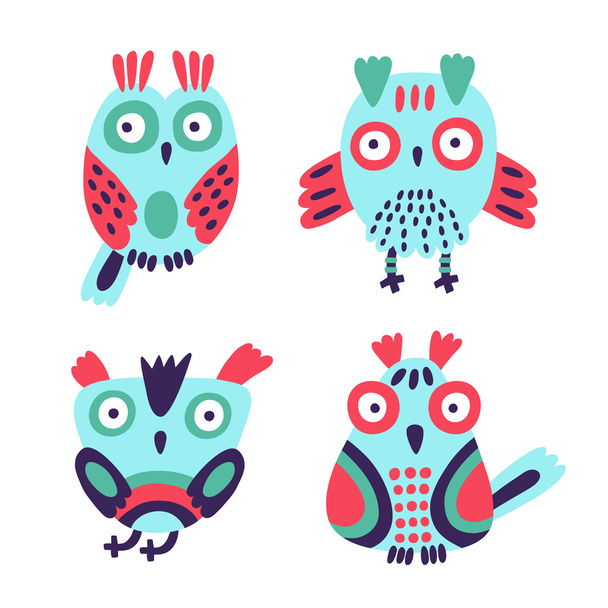 Funny owl set. - Vector, Imagen