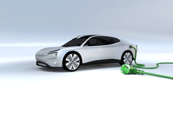 σύγχρονο ηλεκτρικό αυτοκίνητο με βύσμα εναλλασσόμενου ρεύματος - Φωτογραφία, εικόνα