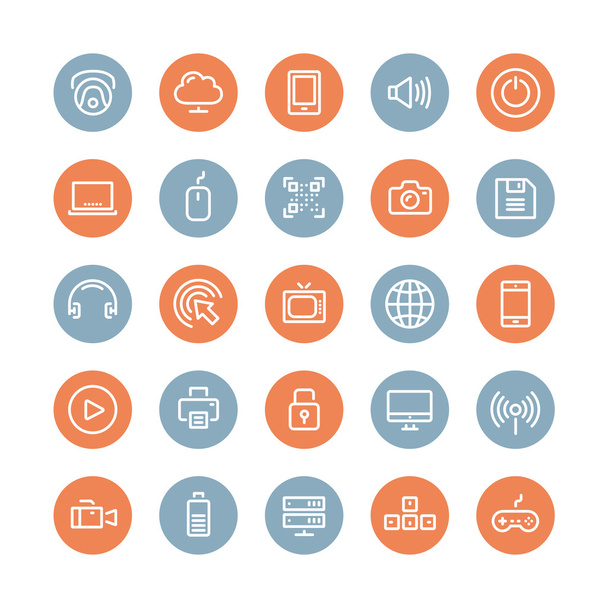 Multimedia and technology flat icons set - Vecteur, image