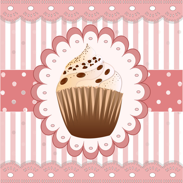 Chocolate cupcake on the pink  background - Διάνυσμα, εικόνα