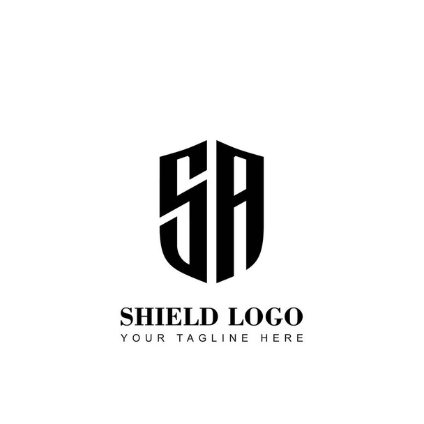  Początkowy wzór logo listu SA Shield - Wektor, obraz