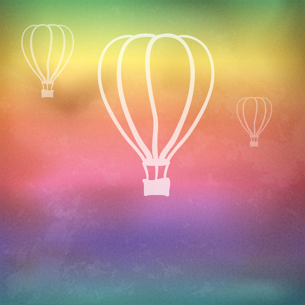 regenboog achtergrond met vuur ballonnen - Vector, afbeelding