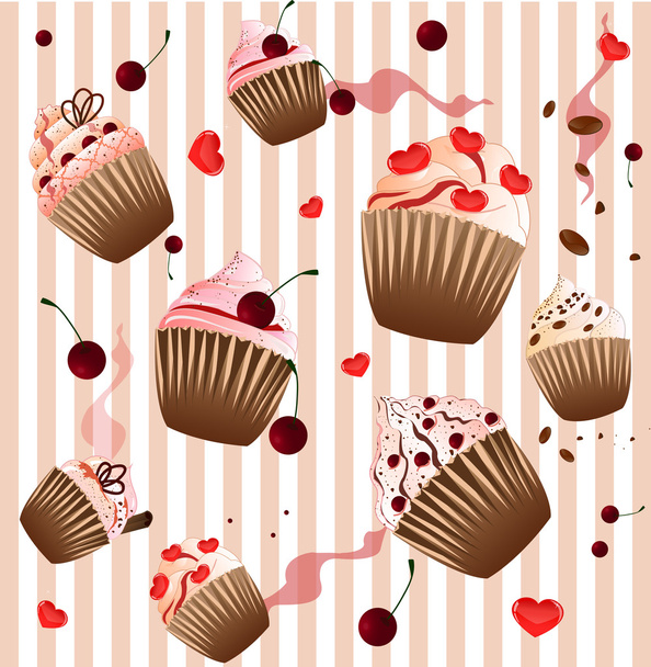 cupcake on the strip pink  background - Вектор,изображение