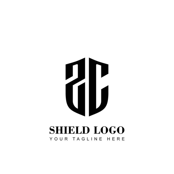  Plantilla inicial del logotipo de ZC Letter Shield - Vector, Imagen