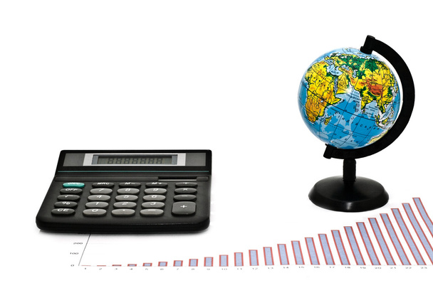 Calculator and globe - Photo, Image