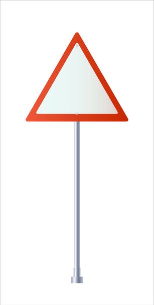 Road signs, give way. Sign on a blue background. - Vector, Image