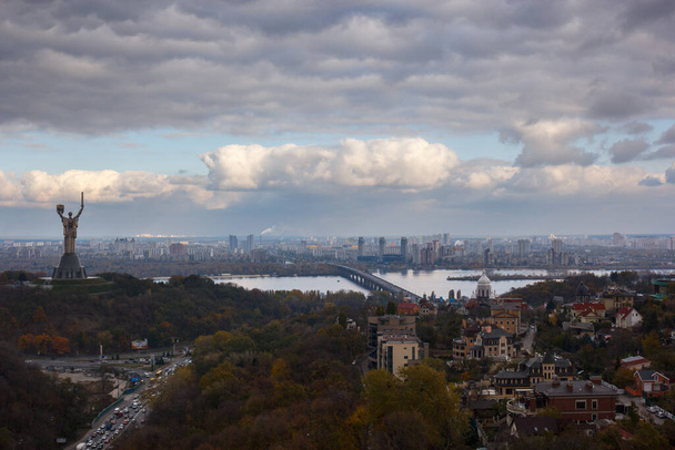 View of the Kyiv city and the Motherland Monument. - Photo, Image