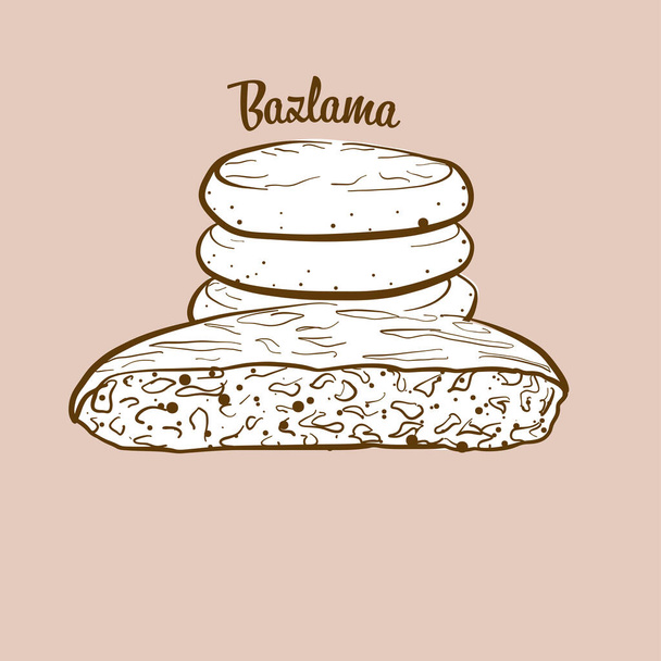 ilustração pão Bazlama desenhado à mão. Pão liso, geralmente conhecido na Turquia. Série de desenho vetorial. - Vetor, Imagem