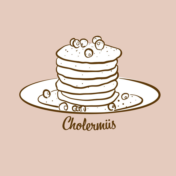 Hand-drawn Cholermues bread illustration. Pancake, usually known in Switzerland. Vector drawing series. - Vector, Image